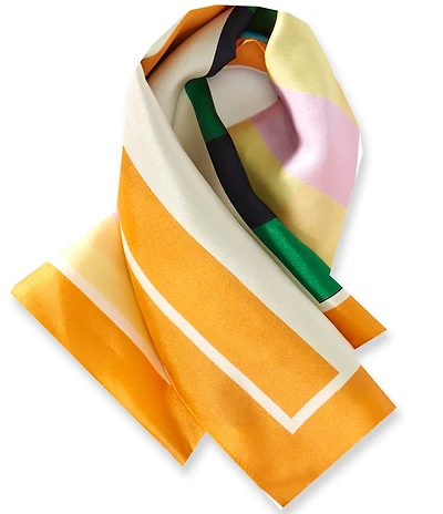 Gemma Layne Multi Colored Stripe Silk Square Scarf