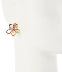 Gemma Layne Multi Flower Semi Precious Glass Stone Resort Stud Earrings