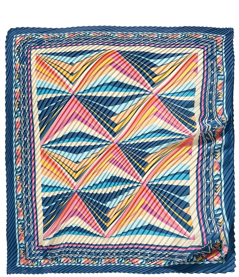 Gemma Layne Multi Geometric Pleated Square Scarf
