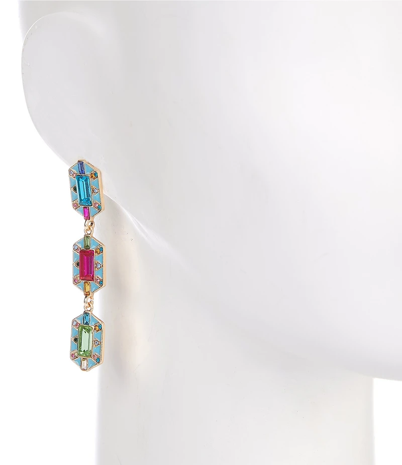 Gemma Layne Rainbow Multi-Stone Statement Linear Earrings