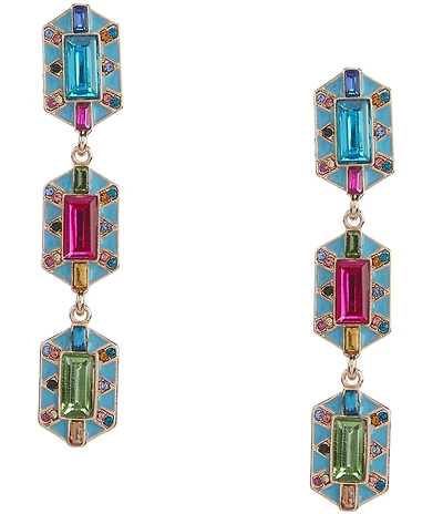 Gemma Layne Rainbow Multi-Stone Statement Linear Earrings