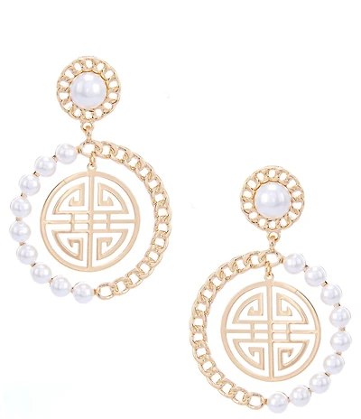 Gemma Layne Pearl Geo Drop Earrings
