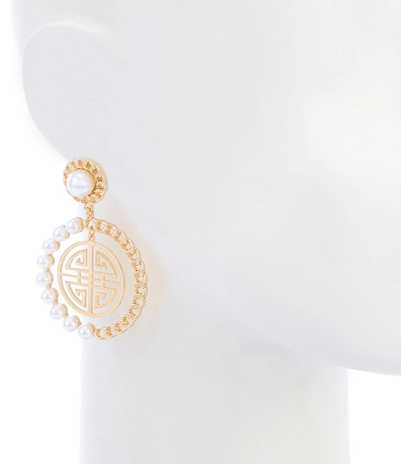 Gemma Layne Pearl Geo Drop Earrings