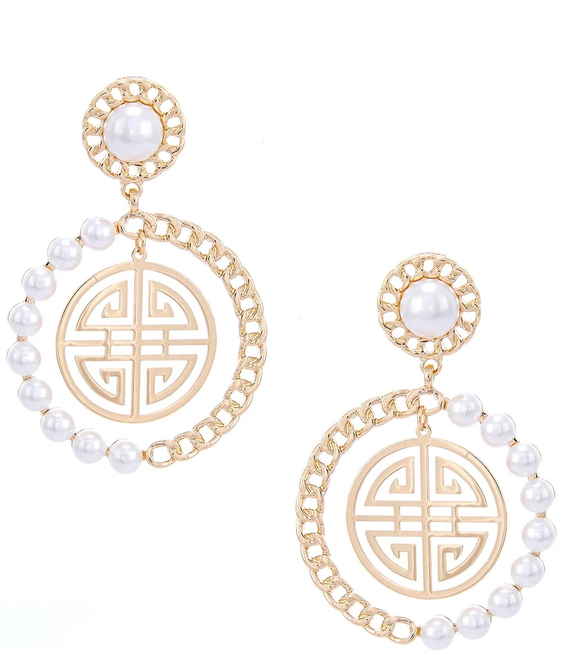 Gemma Layne Pearl Geo Drop Earrings