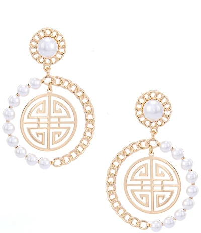 Gemma Layne Pearl Geo Drop Earrings