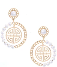 Gemma Layne Pearl Geo Drop Earrings