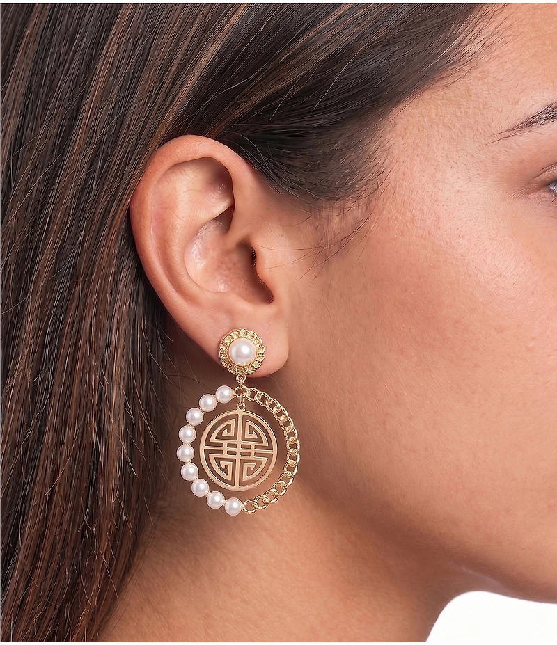 Gemma Layne Pearl Geo Drop Earrings