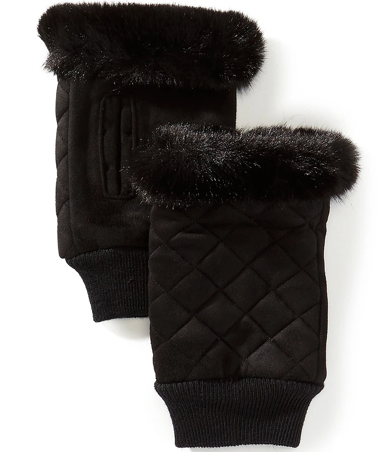 Gemma Layne Quilted Faux Fur Fingerless Gloves