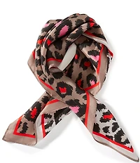 Gemma Layne Red Pink Leopard Print Silk Square Scarf