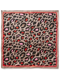 Gemma Layne Red Pink Leopard Print Silk Square Scarf
