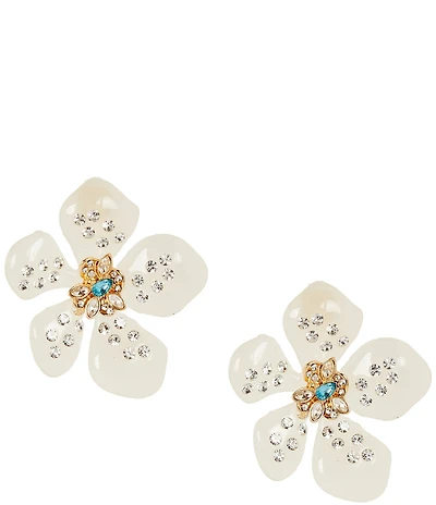 Gemma Layne Resin and Pave Flower Stud Earrings