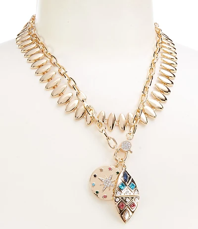 Gemma Layne Short Multi-Strand Necklace Set with Charm Cluster