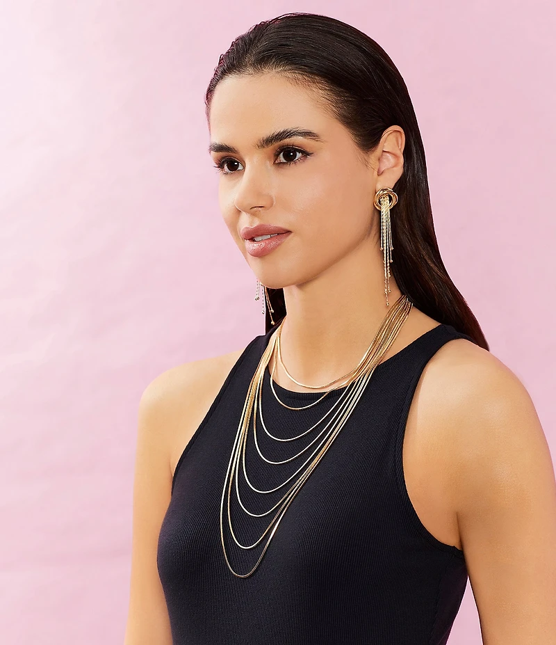 Gemma Layne Snake Chain Statement Long Multi Strand Necklace