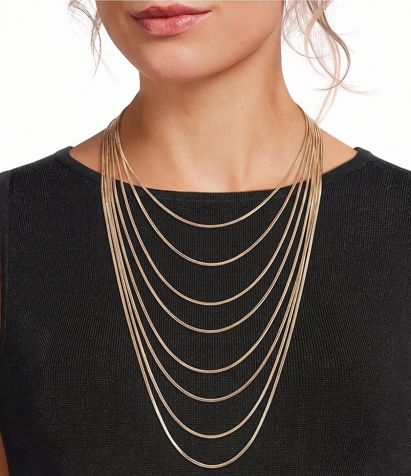 Gemma Layne Snake Chain Statement Long Multi Strand Necklace