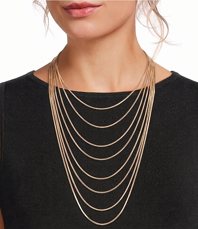 Gemma Layne Snake Chain Statement Long Multi Strand Necklace
