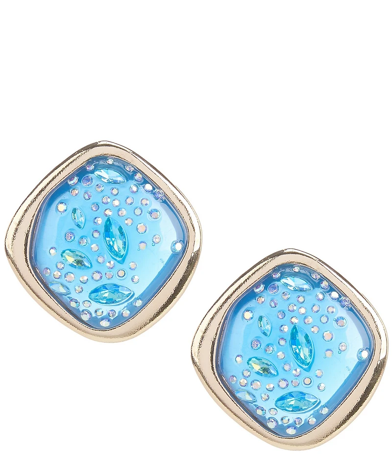 Gemma Layne Square Resin Stud Inset Stone Earrings