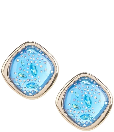 Gemma Layne Square Resin Stud Inset Stone Earrings