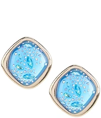 Gemma Layne Square Resin Stud Inset Stone Earrings