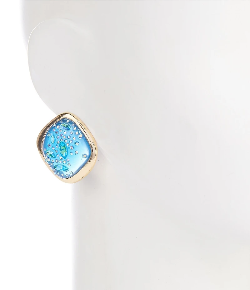Gemma Layne Square Resin Stud Inset Stone Earrings