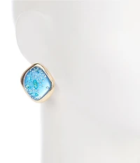 Gemma Layne Square Resin Stud Inset Stone Earrings