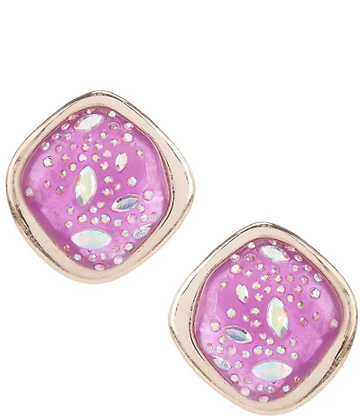 Gemma Layne Square Resin Stud Inset Stone Earrings