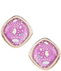 Gemma Layne Square Resin Stud Inset Stone Earrings