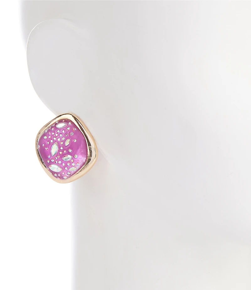 Gemma Layne Square Resin Stud Inset Stone Earrings