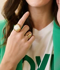 Gemma Layne Stone Inset Thick Band Ring