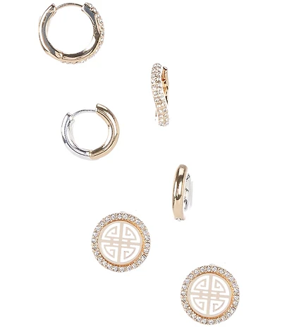 Gemma Layne Stud and Pave Hoop Earring Set