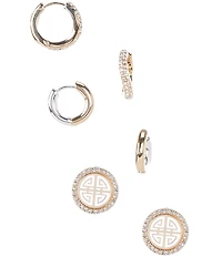 Gemma Layne Stud and Pave Hoop Earring Set