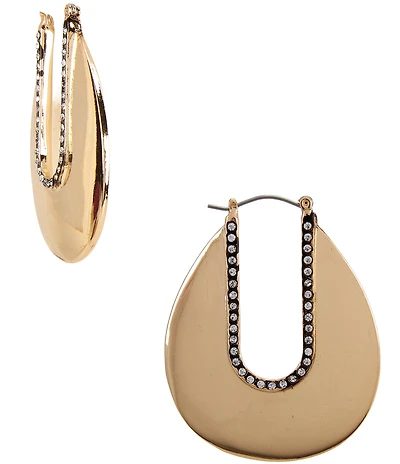 Gemma Layne Thick Oval Pave Hoop Earrings