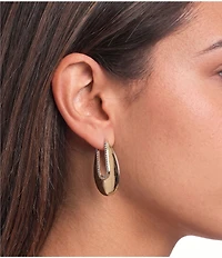 Gemma Layne Thick Oval Pave Hoop Earrings