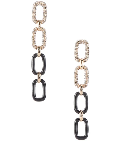 Gemma Layne Two Tone Pave Link Linear Earrings