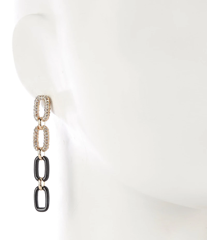 Gemma Layne Two Tone Pave Link Linear Earrings