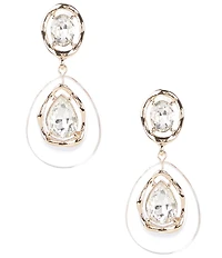 Gemma Layne Wavy Metal Edge Double Crystal Stone Orbital Drop Earrings