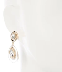 Gemma Layne Wavy Metal Edge Double Crystal Stone Orbital Drop Earrings