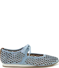 Gentle Souls Annalise Perforated Suede Tie Mary Jane Ballerina Flats