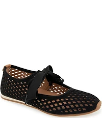Gentle Souls Annalise Perforated Suede Bow Tie Mary Jane Ballerina Flats