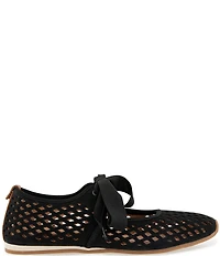 Gentle Souls Annalise Perforated Suede Bow Tie Mary Jane Ballerina Flats
