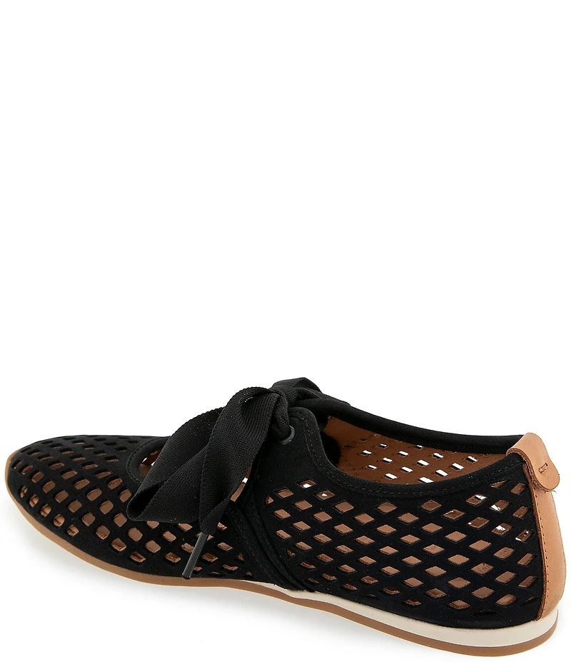 Gentle Souls Annalise Perforated Suede Bow Tie Mary Jane Ballerina Flats