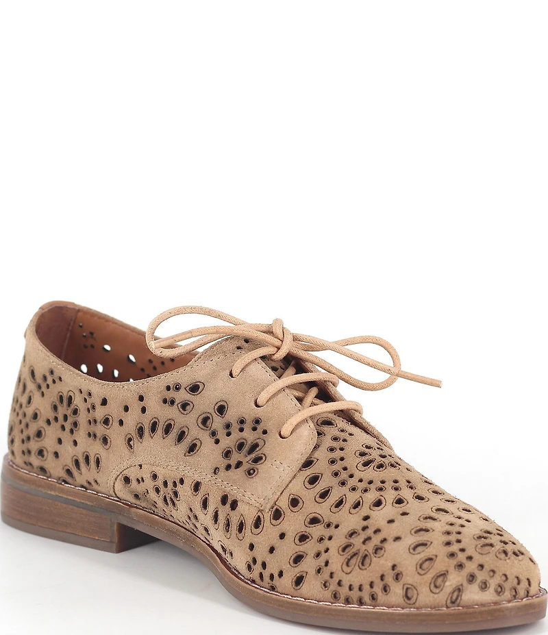 Gentle Souls Aronson Laser Cut Perforation Suede Oxfords