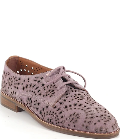 Gentle Souls Aronson Laser Cut Perforation Suede Oxfords
