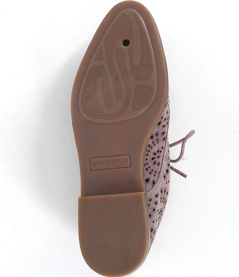 Gentle Souls Aronson Laser Cut Perforation Suede Oxfords