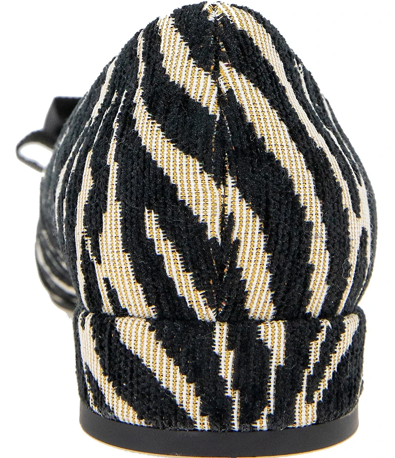Gentle Souls Atlas Zebra Print Grosgrain Bow Ballet Pumps