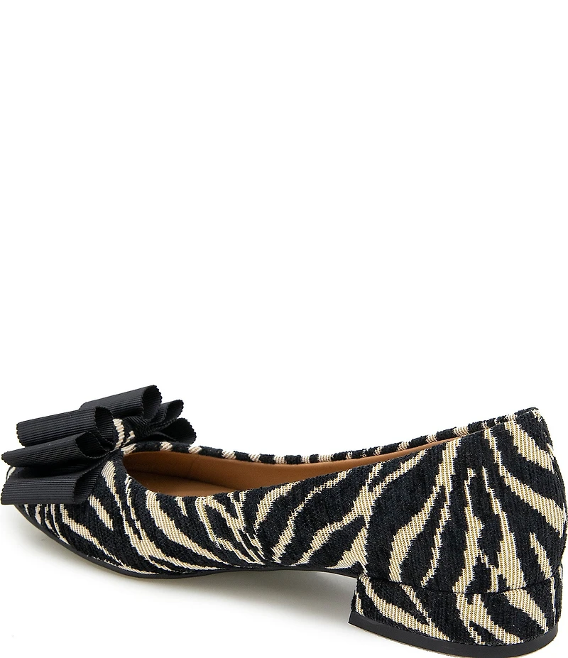 Gentle Souls Atlas Zebra Print Grosgrain Bow Ballet Pumps