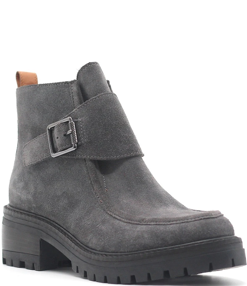Gentle Souls Baden Suede Monk Strap Hardware Booties