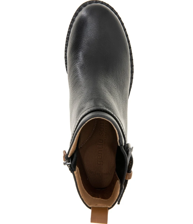 Gentle Souls Bolton Leather Buckled Strap Chelsea Booties