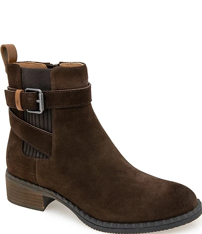 Gentle Souls Bolton Suede Buckled Strap Chelsea Booties