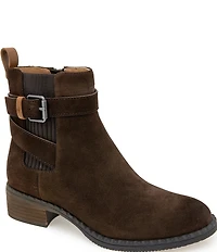 Gentle Souls Bolton Suede Buckled Strap Chelsea Booties