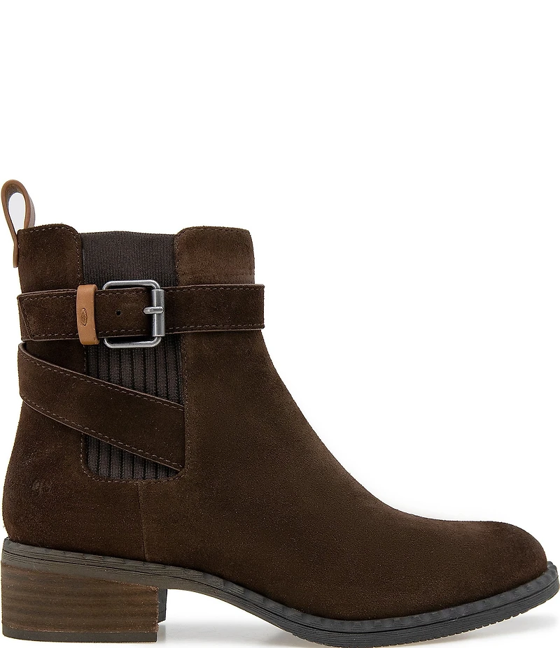 Gentle Souls Bolton Suede Buckled Strap Chelsea Booties